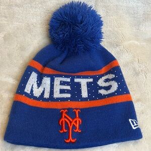 ✨Genuine Youth MLB Blue Beanie New York Mets with Rhinestones‎
